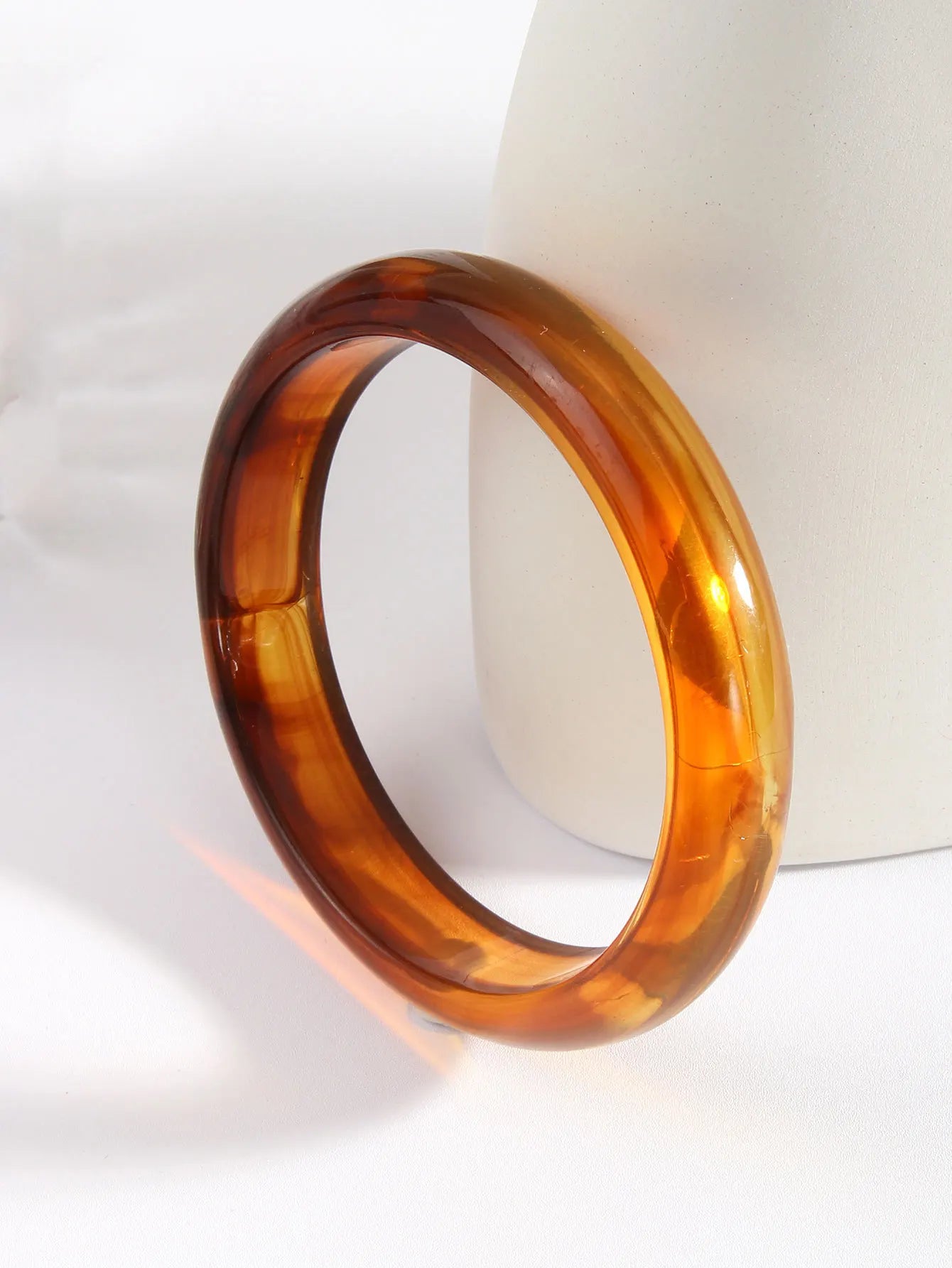 Korean-Style Marble Resin Cuff Bracelet – Irregular Geometric Bangle for Women