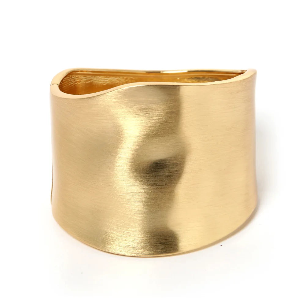 KMVEXO™ Punk Hip Hop Asymmetric Statement Bangle – Bold Wide Alloy Bracelet for Women