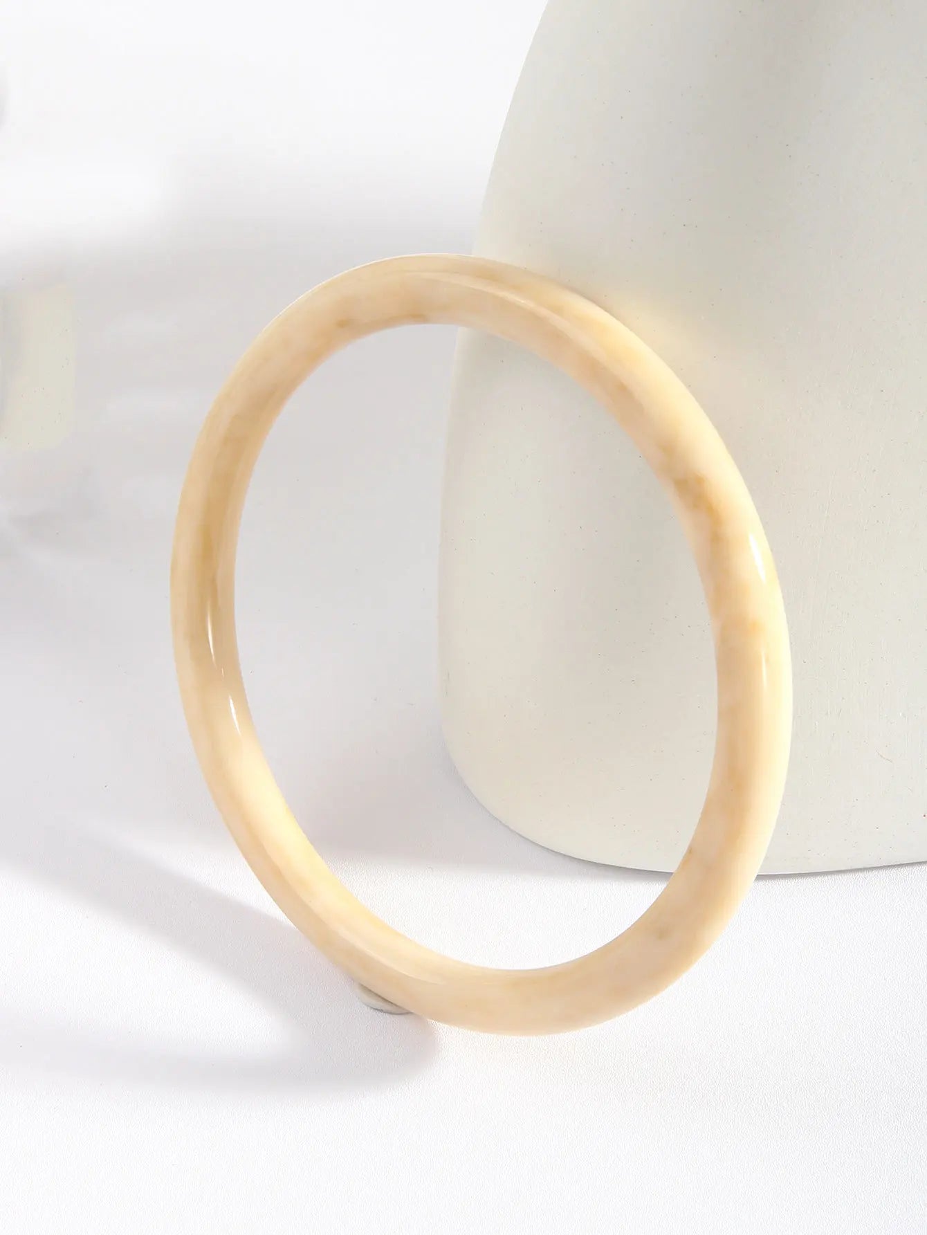 Korean-Style Marble Resin Cuff Bracelet – Irregular Geometric Bangle for Women