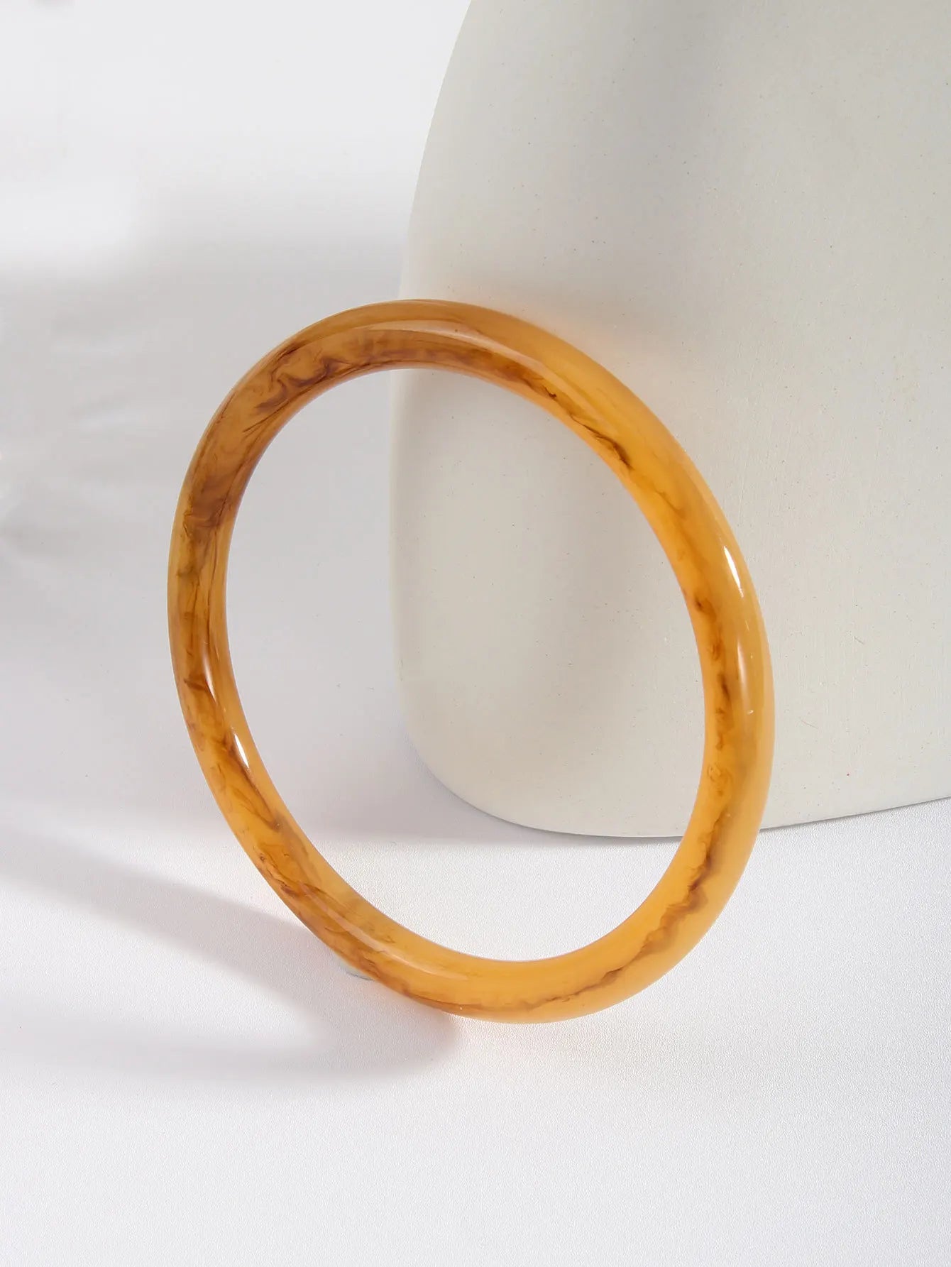 Korean-Style Marble Resin Cuff Bracelet – Irregular Geometric Bangle for Women