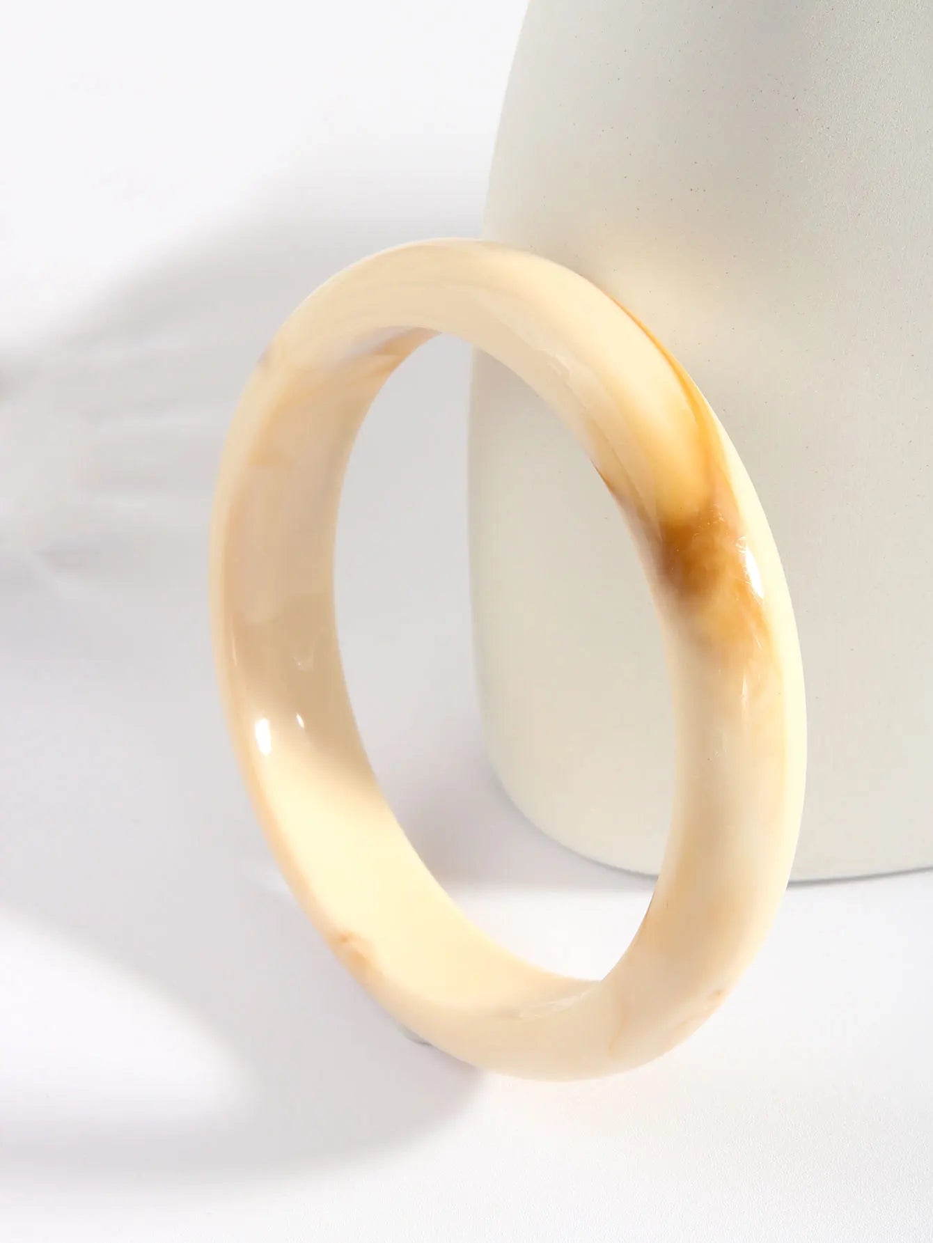Korean-Style Marble Resin Cuff Bracelet – Irregular Geometric Bangle for Women