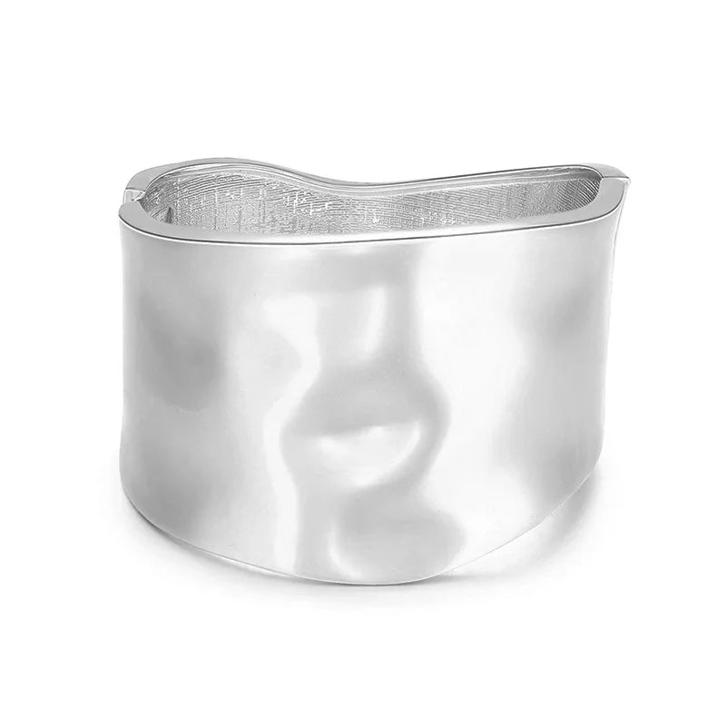 KMVEXO™ Punk Hip Hop Asymmetric Statement Bangle – Bold Wide Alloy Bracelet for Women