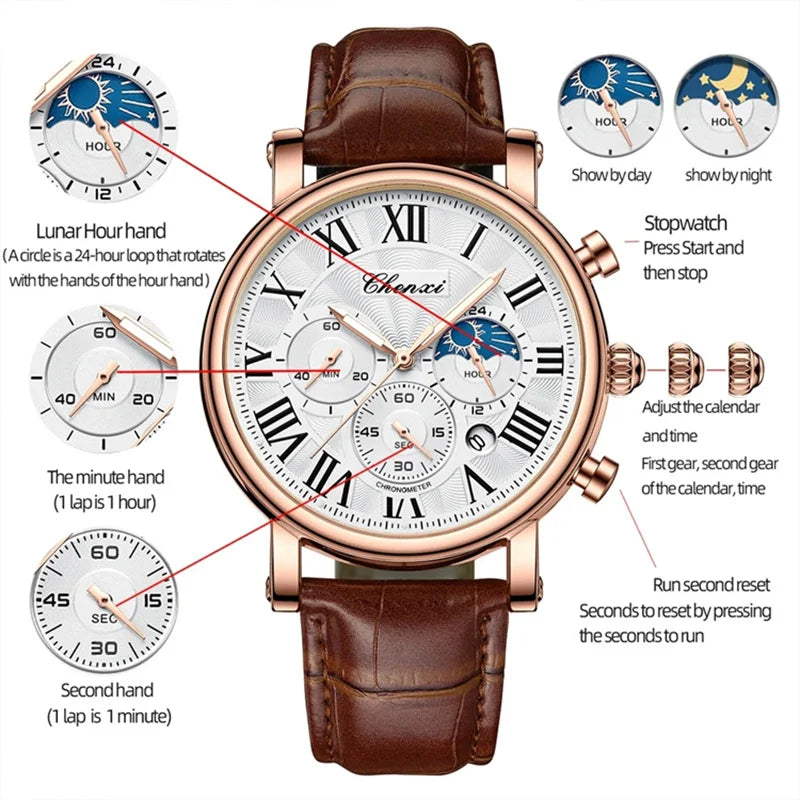 Avenox™ Business Moon Phase Quartz Watch