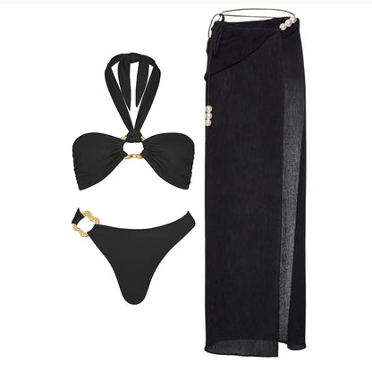 PearlLuxe™ 3-Piece Bikini Set with Cover-Up