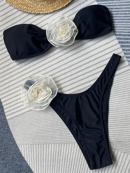 BloomBae™ 3D Floral Brazilian Strapless Bikini Set