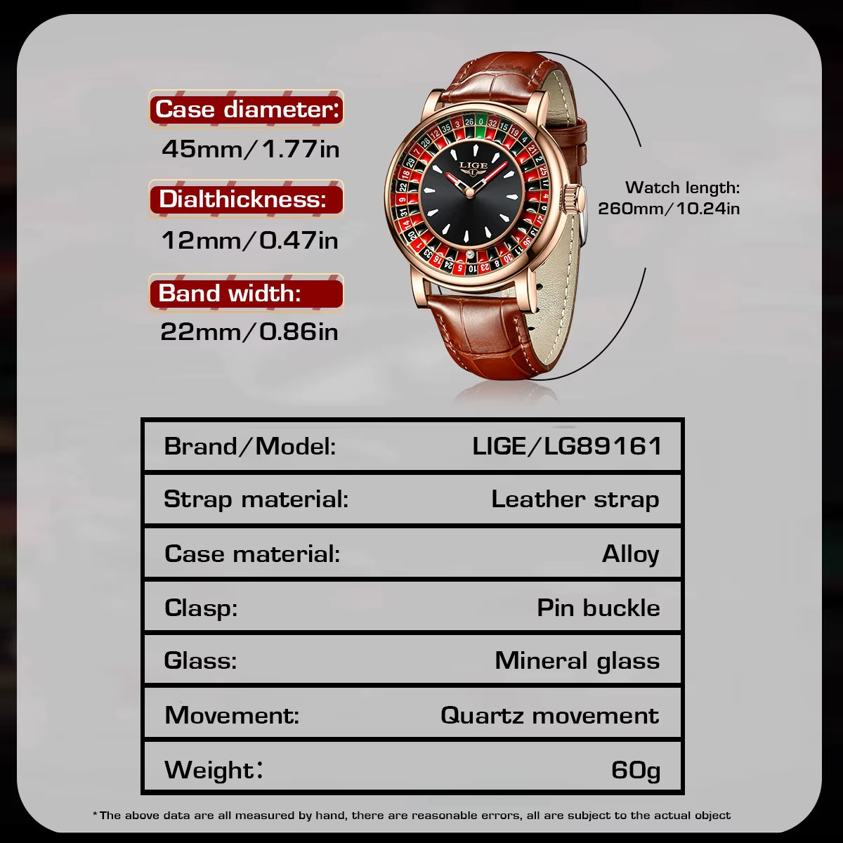 Avenox™ Roulette Dial Leather Watch