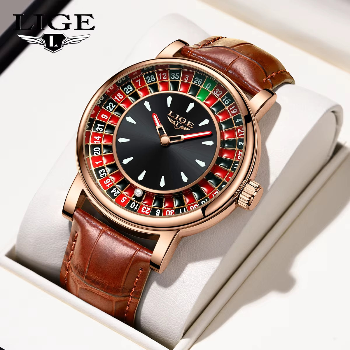 Avenox™ Roulette Dial Leather Watch