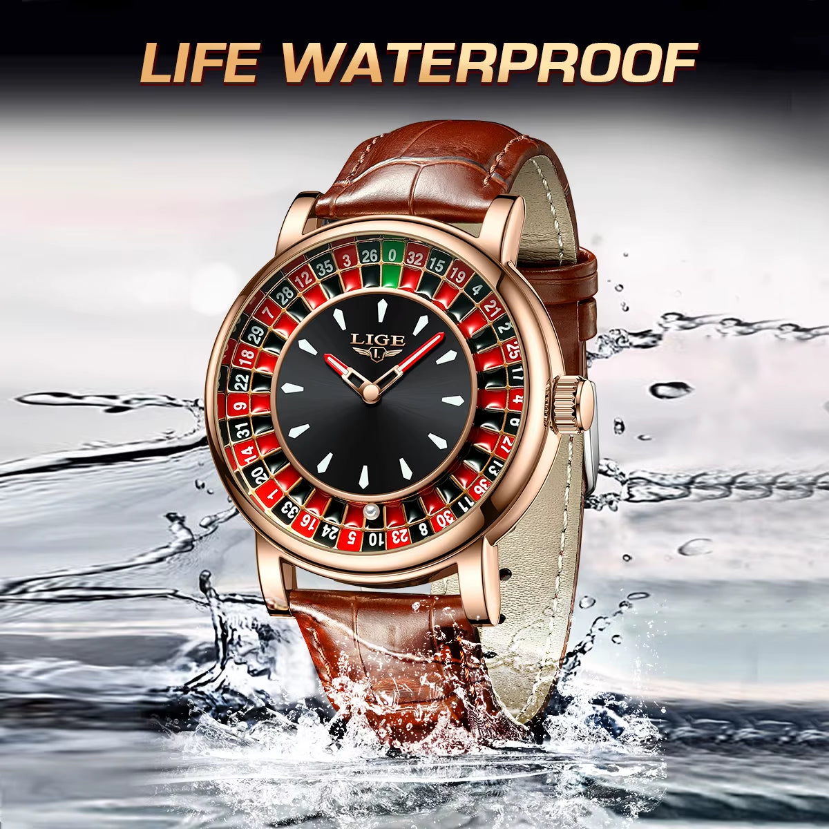 Avenox™ Roulette Dial Leather Watch