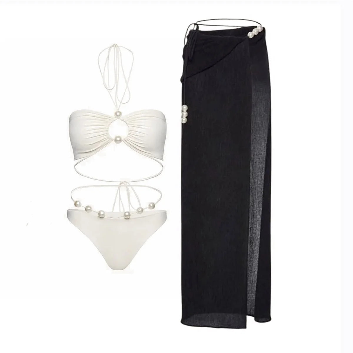 PearlLuxe™ 3-Piece Bikini Set with Cover-Up