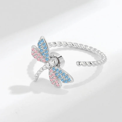 Sparkling Fidget Spinner Ring for Women - Crystal Flower & Butterfly Design, Stress Relief Wedding Jewelry