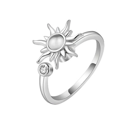 Sparkling Fidget Spinner Ring for Women - Crystal Flower & Butterfly Design, Stress Relief Wedding Jewelry