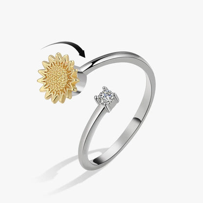 Sparkling Fidget Spinner Ring for Women - Crystal Flower & Butterfly Design, Stress Relief Wedding Jewelry
