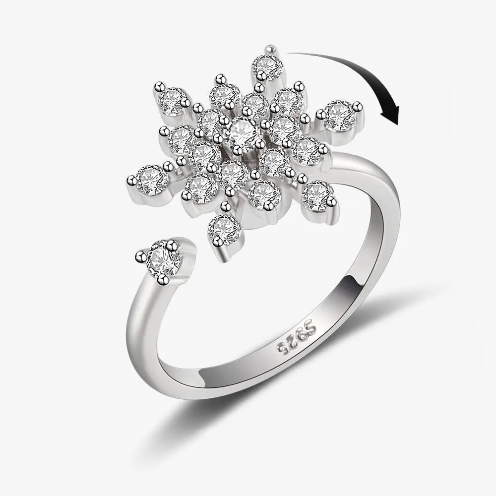 Sparkling Fidget Spinner Ring for Women - Crystal Flower & Butterfly Design, Stress Relief Wedding Jewelry