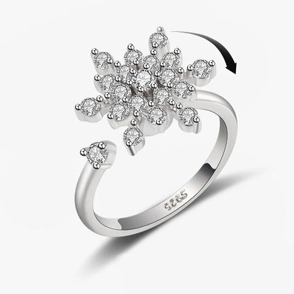 Sparkling Fidget Spinner Ring for Women - Crystal Flower & Butterfly Design, Stress Relief Wedding Jewelry