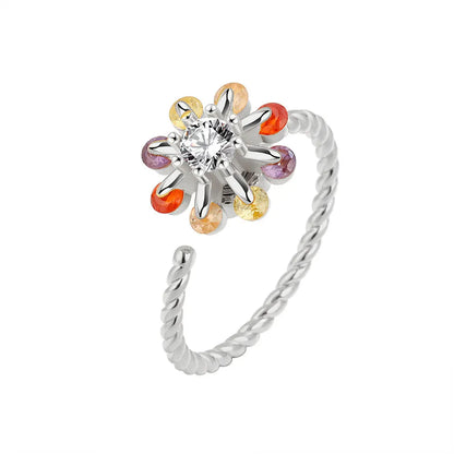 Sparkling Fidget Spinner Ring for Women - Crystal Flower & Butterfly Design, Stress Relief Wedding Jewelry