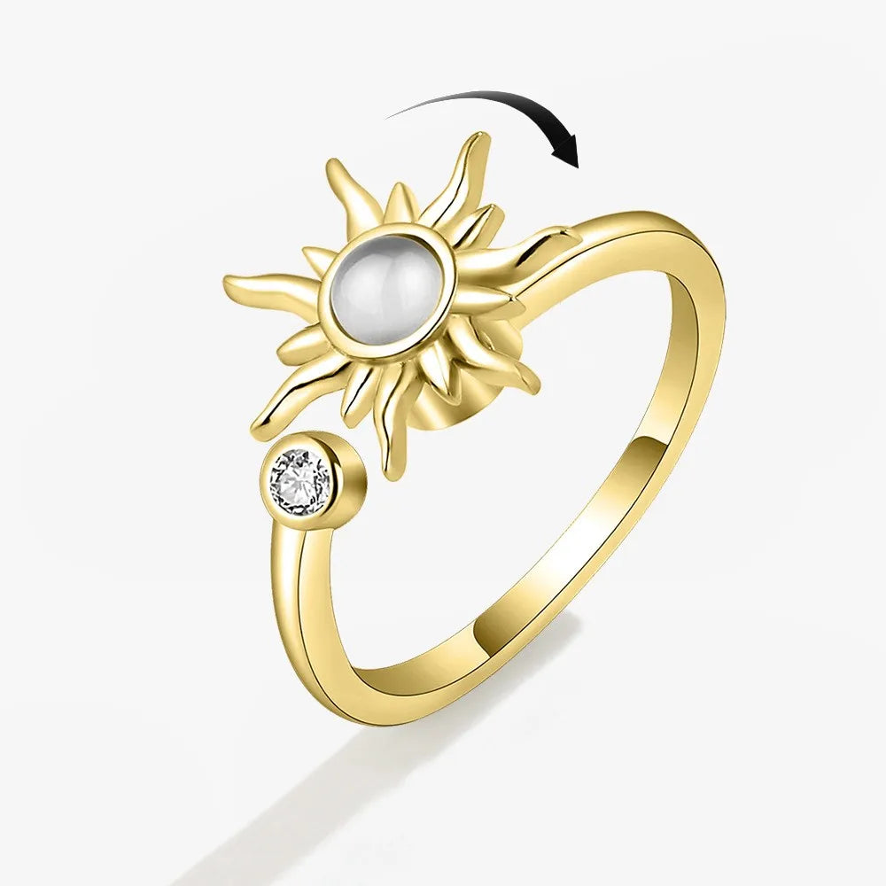 Sparkling Fidget Spinner Ring for Women - Crystal Flower & Butterfly Design, Stress Relief Wedding Jewelry