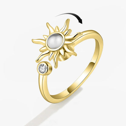 Sparkling Fidget Spinner Ring for Women - Crystal Flower & Butterfly Design, Stress Relief Wedding Jewelry
