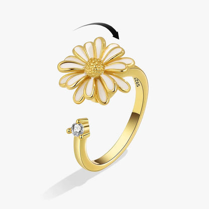 Sparkling Fidget Spinner Ring for Women - Crystal Flower & Butterfly Design, Stress Relief Wedding Jewelry