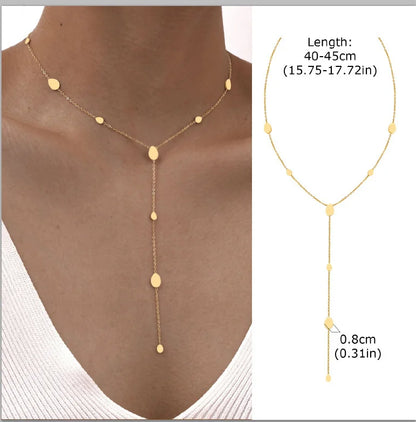Gold-Plated Lariat Necklace – Elegant Y-Shaped Drop Pendant