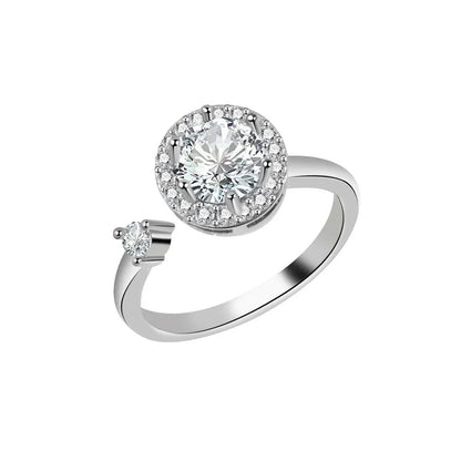 Sparkling Fidget Spinner Ring for Women - Crystal Flower & Butterfly Design, Stress Relief Wedding Jewelry