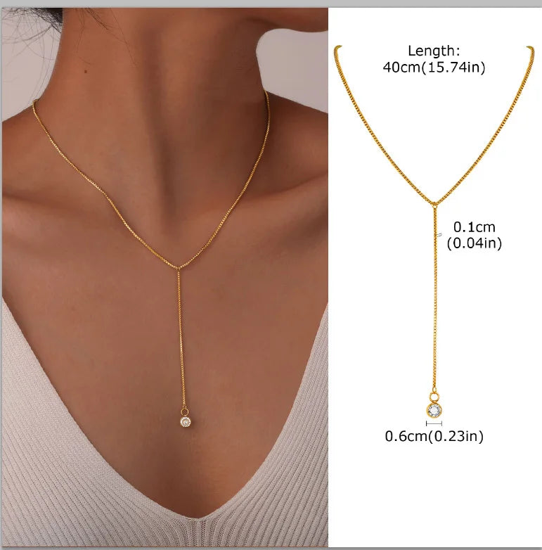 Gold-Plated Lariat Necklace – Elegant Y-Shaped Drop Pendant