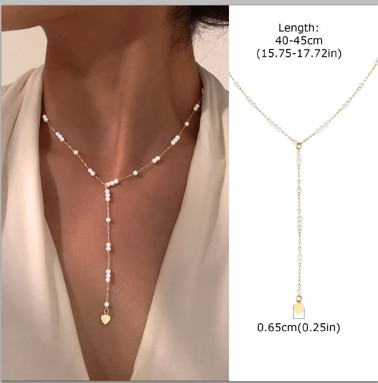 Gold-Plated Lariat Necklace – Elegant Y-Shaped Drop Pendant