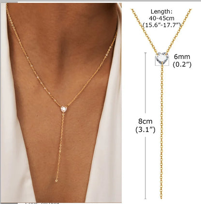 Gold-Plated Lariat Necklace – Elegant Y-Shaped Drop Pendant