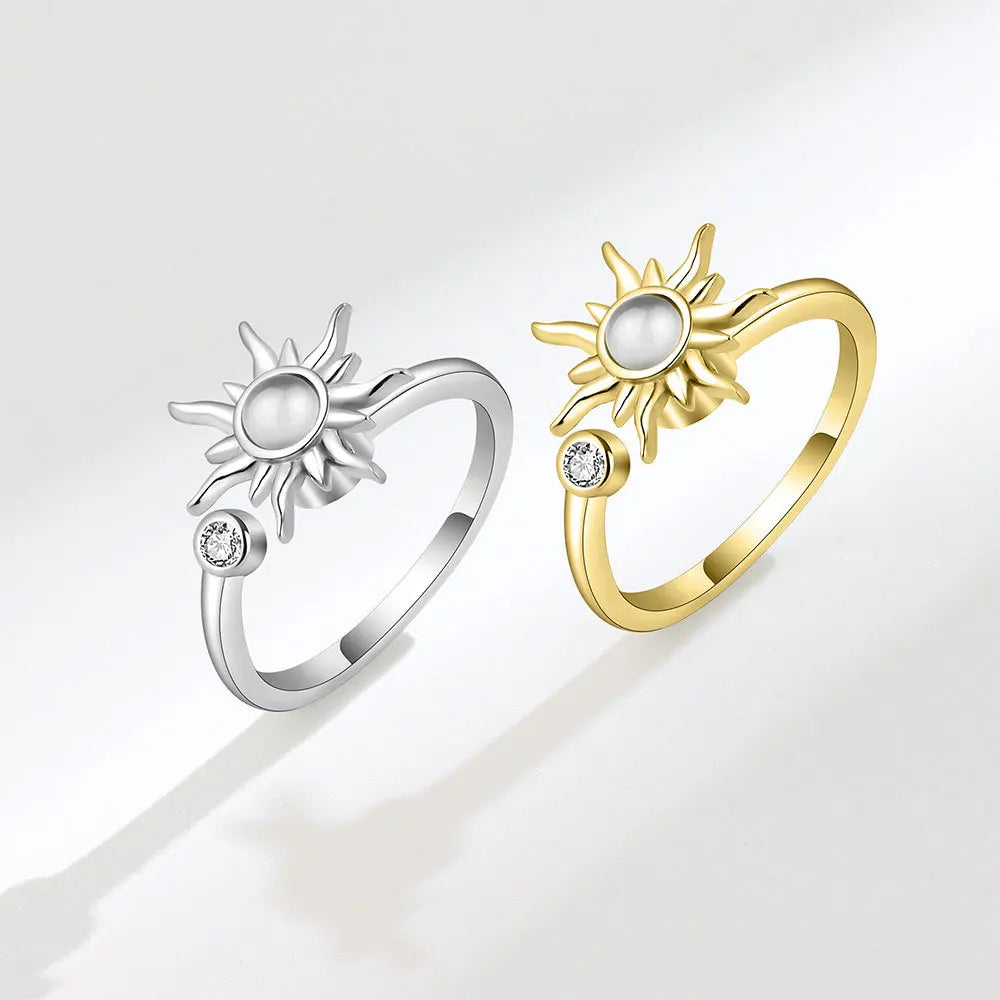 Sparkling Fidget Spinner Ring for Women - Crystal Flower & Butterfly Design, Stress Relief Wedding Jewelry