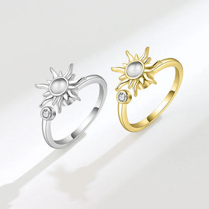 Sparkling Fidget Spinner Ring for Women - Crystal Flower & Butterfly Design, Stress Relief Wedding Jewelry