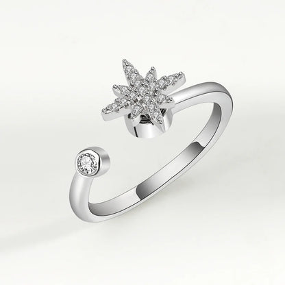 Sparkling Fidget Spinner Ring for Women - Crystal Flower & Butterfly Design, Stress Relief Wedding Jewelry