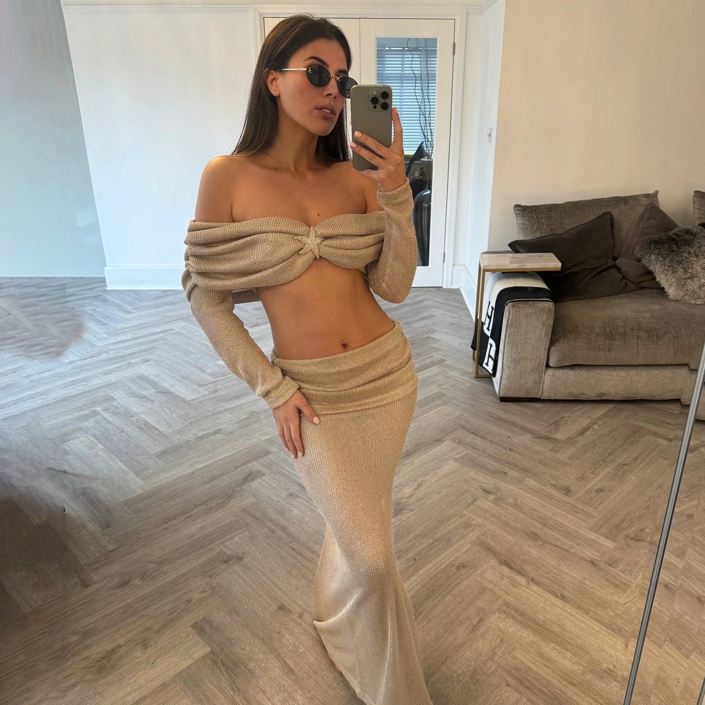 Starluxe™ Shiny Bikini Set with Sheer Cover-Up