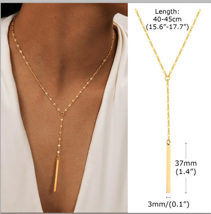Gold-Plated Lariat Necklace – Elegant Y-Shaped Drop Pendant