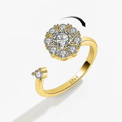 Sparkling Fidget Spinner Ring for Women - Crystal Flower & Butterfly Design, Stress Relief Wedding Jewelry