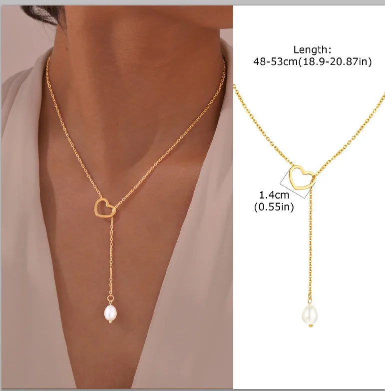 Gold-Plated Lariat Necklace – Elegant Y-Shaped Drop Pendant