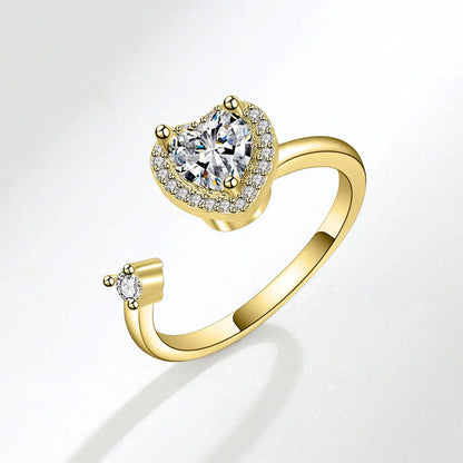 Sparkling Fidget Spinner Ring for Women - Crystal Flower & Butterfly Design, Stress Relief Wedding Jewelry