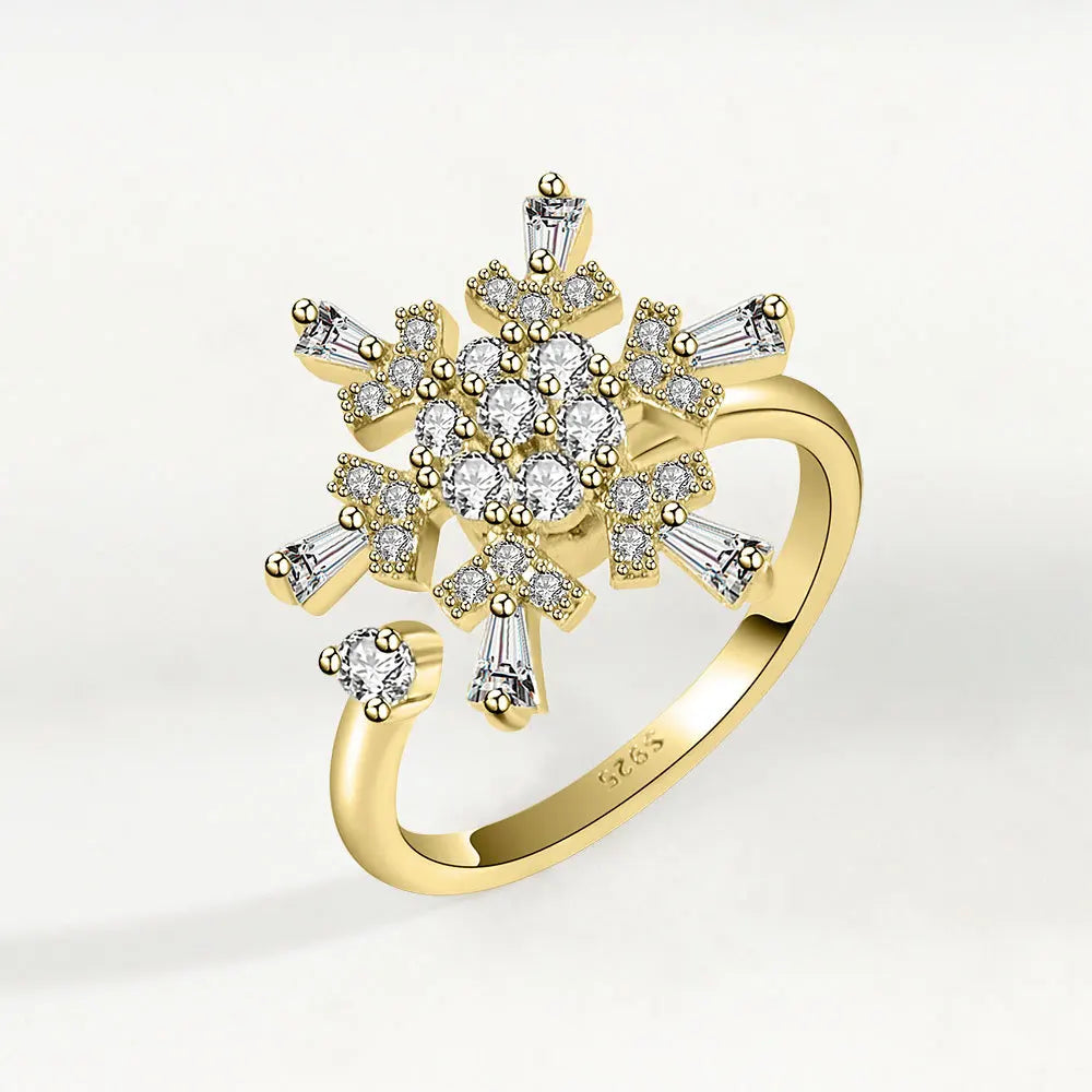 Sparkling Fidget Spinner Ring for Women - Crystal Flower & Butterfly Design, Stress Relief Wedding Jewelry