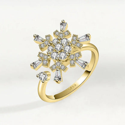 Sparkling Fidget Spinner Ring for Women - Crystal Flower & Butterfly Design, Stress Relief Wedding Jewelry