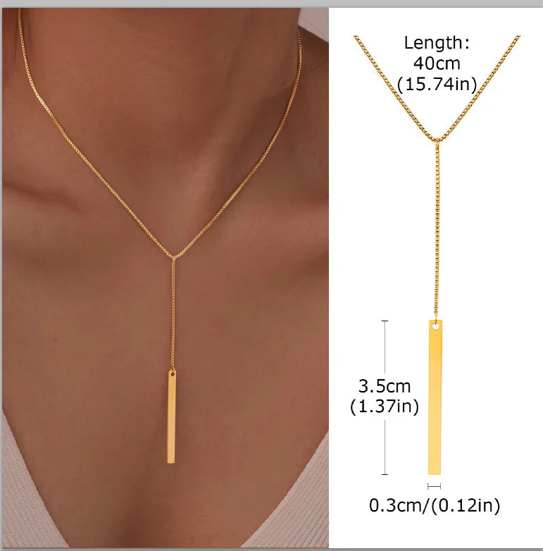 Gold-Plated Lariat Necklace – Elegant Y-Shaped Drop Pendant
