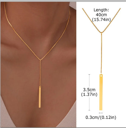Gold-Plated Lariat Necklace – Elegant Y-Shaped Drop Pendant