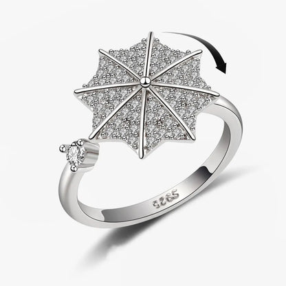 Sparkling Fidget Spinner Ring for Women - Crystal Flower & Butterfly Design, Stress Relief Wedding Jewelry