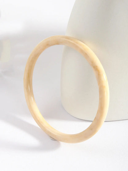 Korean-Style Marble Resin Cuff Bracelet – Irregular Geometric Bangle for Women