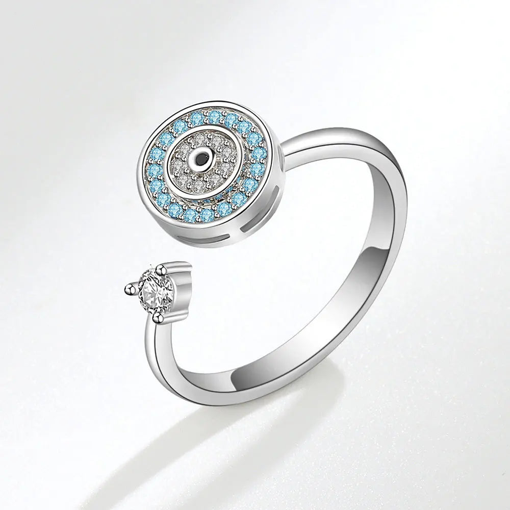 Sparkling Fidget Spinner Ring for Women - Crystal Flower & Butterfly Design, Stress Relief Wedding Jewelry