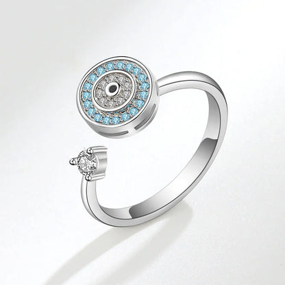 Sparkling Fidget Spinner Ring for Women - Crystal Flower & Butterfly Design, Stress Relief Wedding Jewelry