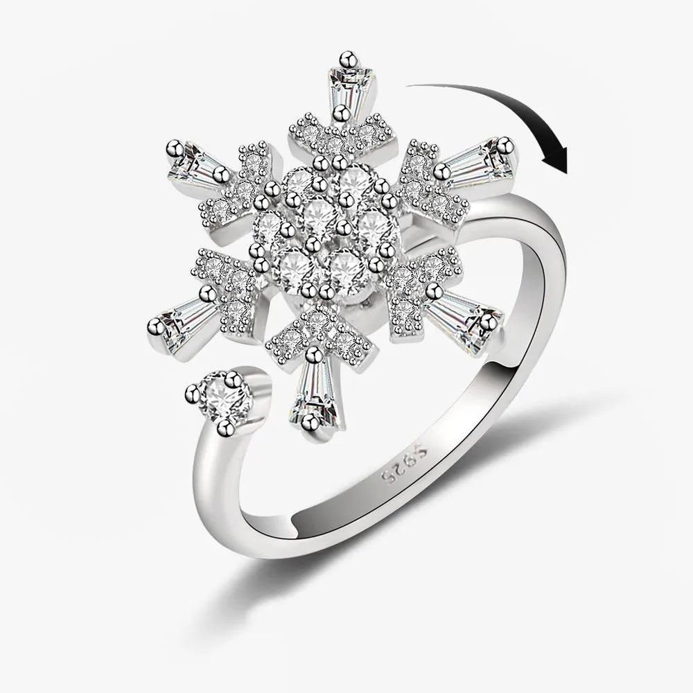 Sparkling Fidget Spinner Ring for Women - Crystal Flower & Butterfly Design, Stress Relief Wedding Jewelry