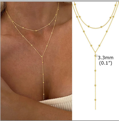 Gold-Plated Lariat Necklace – Elegant Y-Shaped Drop Pendant