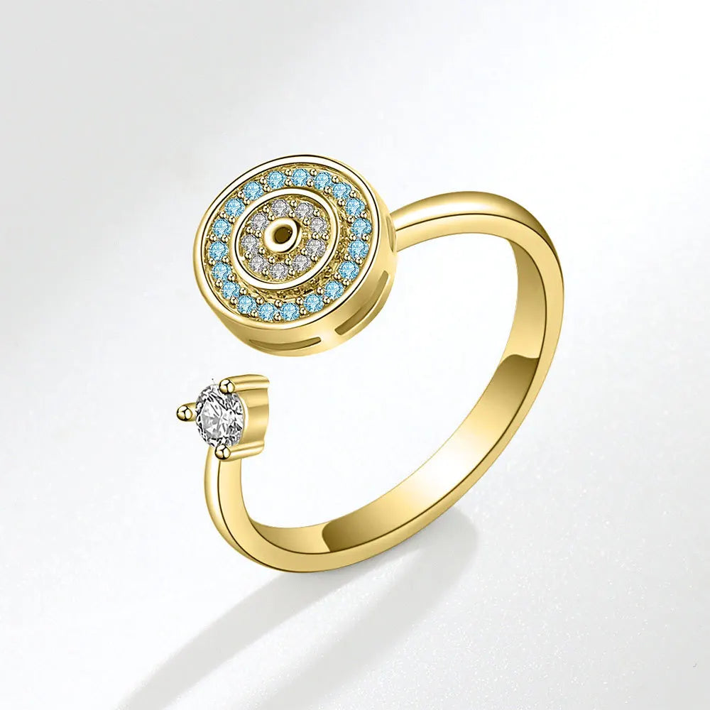 Sparkling Fidget Spinner Ring for Women - Crystal Flower & Butterfly Design, Stress Relief Wedding Jewelry