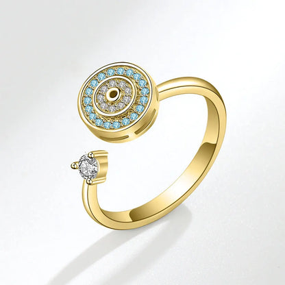 Sparkling Fidget Spinner Ring for Women - Crystal Flower & Butterfly Design, Stress Relief Wedding Jewelry