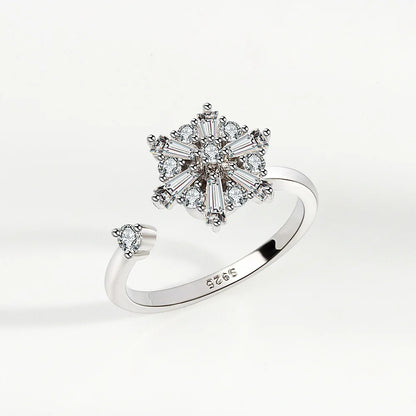 Sparkling Fidget Spinner Ring for Women - Crystal Flower & Butterfly Design, Stress Relief Wedding Jewelry