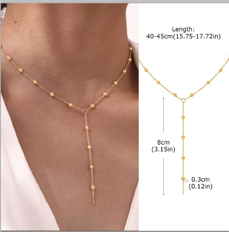 Gold-Plated Lariat Necklace – Elegant Y-Shaped Drop Pendant