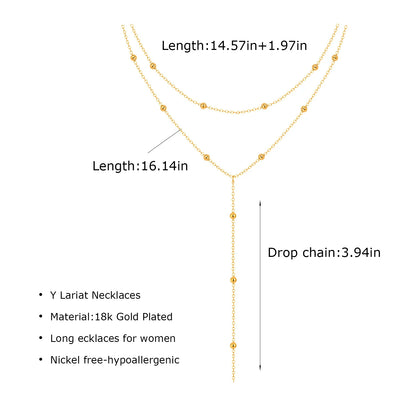 Gold-Plated Lariat Necklace – Elegant Y-Shaped Drop Pendant